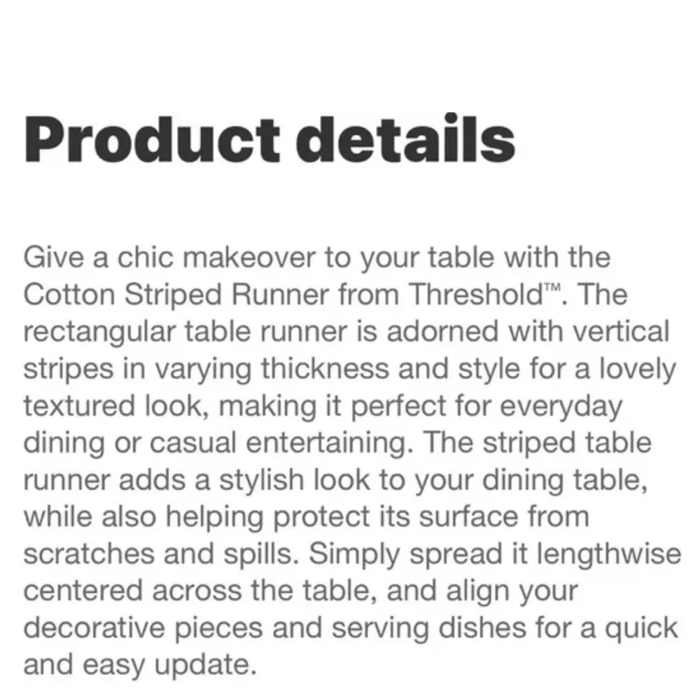 NWT Threshold Extended Length Linen & Cotton Striped Table Runner in Neutral